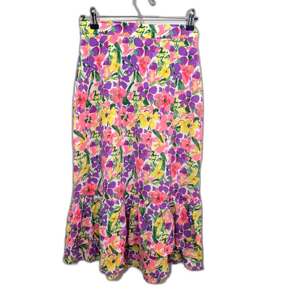 Women's Flowy Midi Floral Printed Skirt -Allegra K- Size S